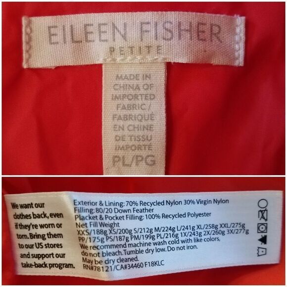 Eileen Fisher Quilted Nylon Hooded Down Puffer LP - Picture 7 of 8